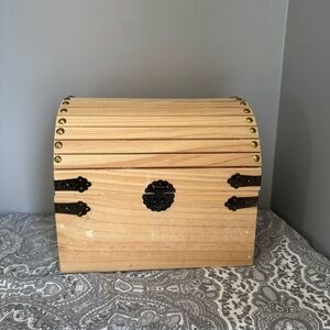 Wooden Storage Chest with Black Accents